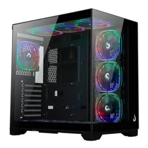 Gabinete Gamer Rise Mode Galaxy Glass Standard V2, Mid Tower, ATX, Lateral e Frontal em Vidro Temperado, Com 10 Ventoinhas, Preto - RM-GA-GGSB2-ARGB